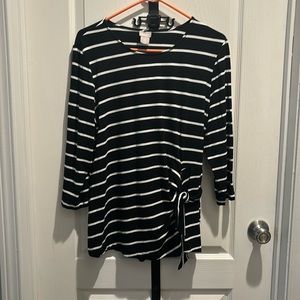 Chicos Striped 3/4 Sleeve Knit Top Size 2
